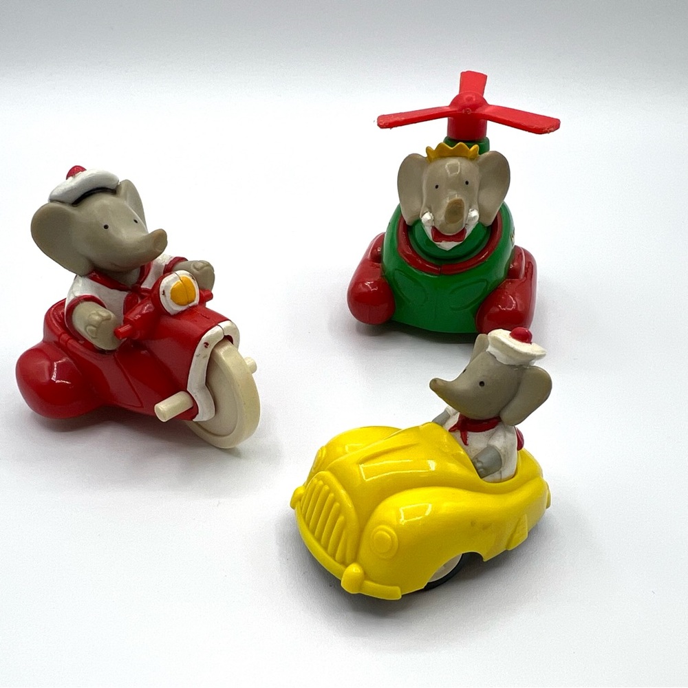 1990 & 1992 Babar The Elephant Arby’s Toy Lot, Helicopter, Motorcycle & Car